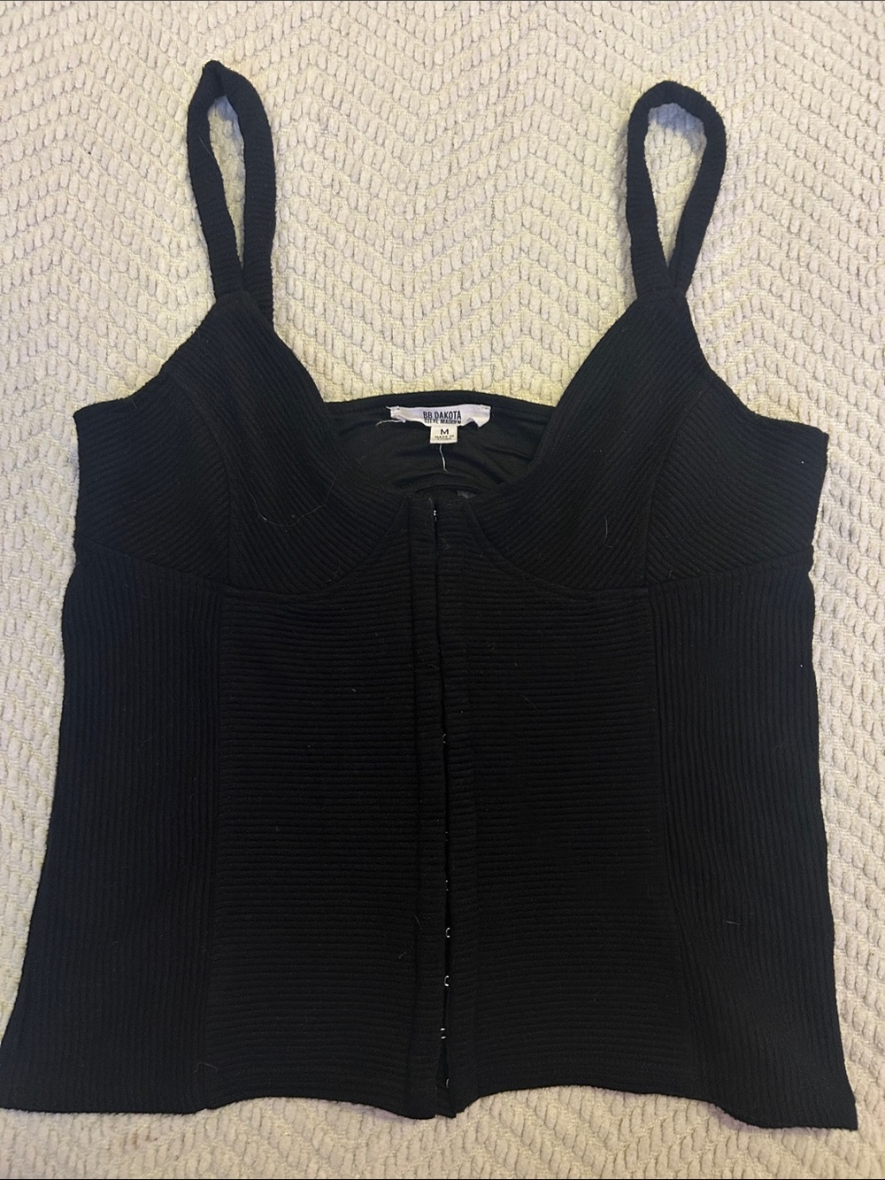 Black Ribbed Bustier Tank Top